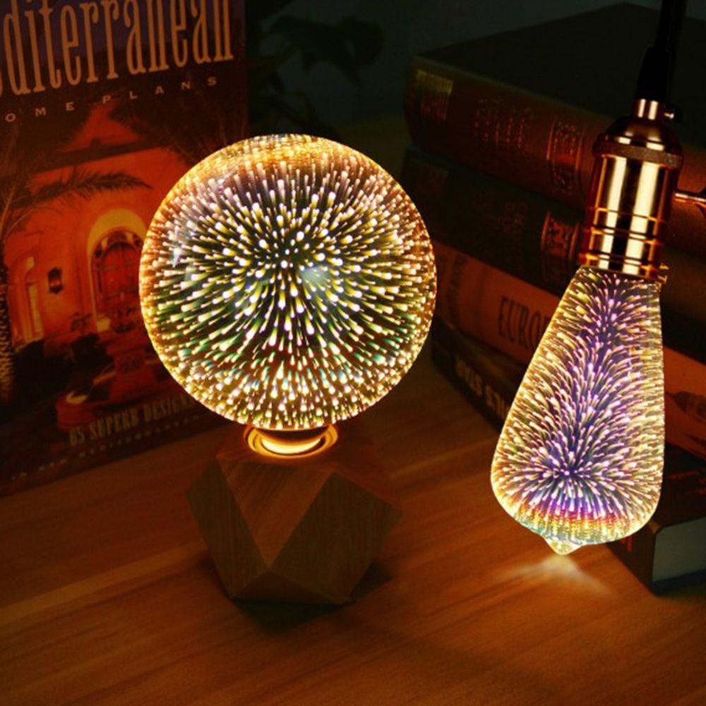 A60/ST64/G80/G95 Шарообразная лампа Украшение для дома Патрон E27 Стеклянная 3D лампа-фейерверк Праздничная лампа Эдисона