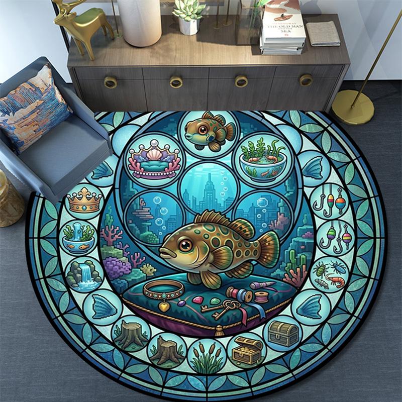 Underwater Adventure Round Area Rug Under Office Chairs Bedroom Living Room Home Decor