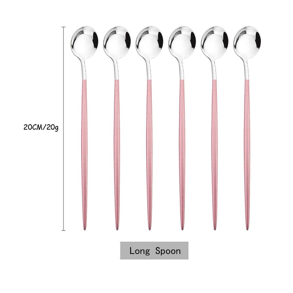 6 шт./компл., красочная ложка с длинной ручкой, столовая посуда, посуда для сока, кофе, перемешивающая посуда, ложка для мороженого, набор столовых приборов, кухонные инструменты