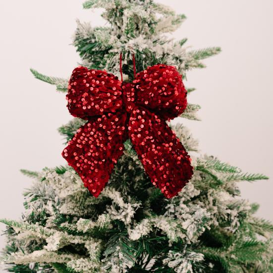 Рождественский бант с блестящими пайетками, закручивающаяся завязка, бархатные банты, рождественская елка