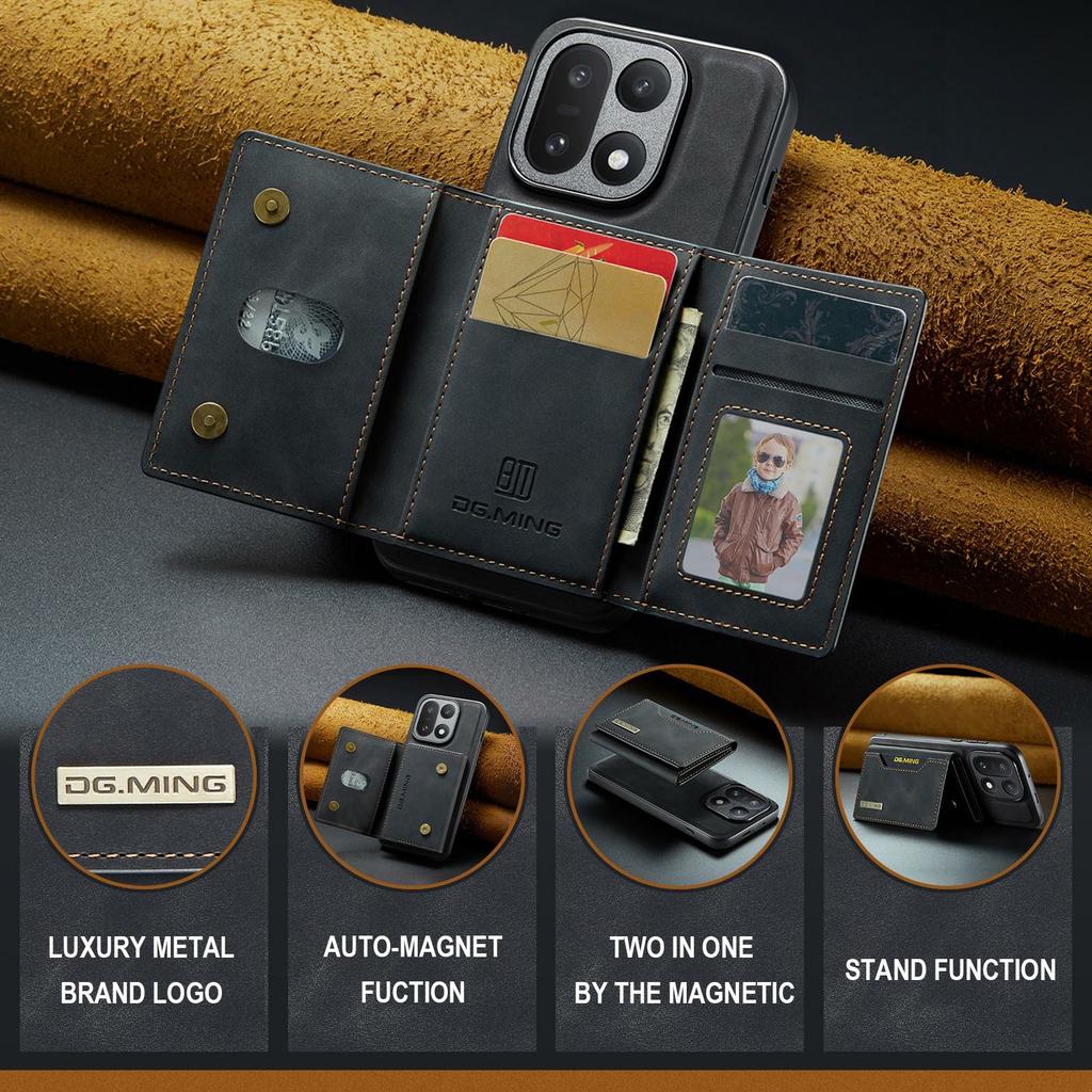 DG.MING Серия M2 для OnePlus 15 5G Трехстворчатый кошелек-чехол из ПУ-кожи с отделениями для карт