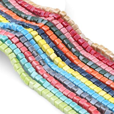 10 шт. Модные цвета Квадратные бусины Кубические керамические бусины Сделай сам 6 мм бусины Ручной работы Фарфоровые бусины Для изготовления ювелирных изделий