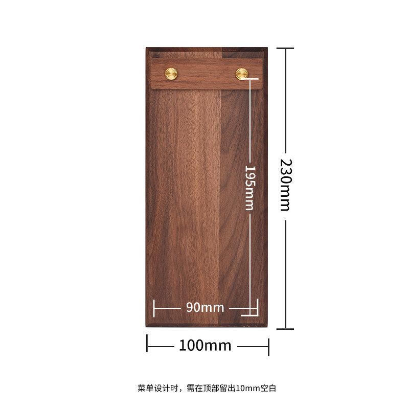 Fangye | Black Walnut Menu Holder Folder Solid Wood Base Plate Retro Textured Design Japanese Style Brass Coffee Restaurant