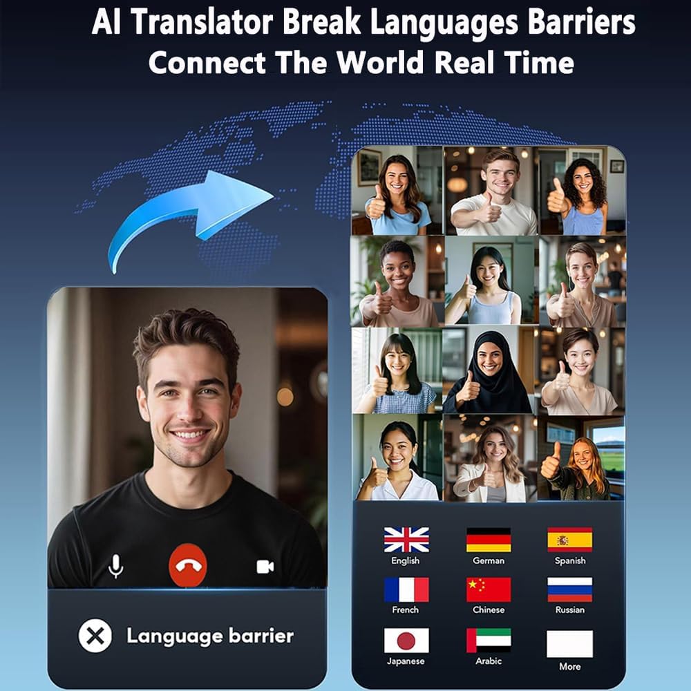 UYUXIO Real Time AI Language Translation Earbuds Earphone OWS Translator Headphone with 144 Languages Ear Buds for Business