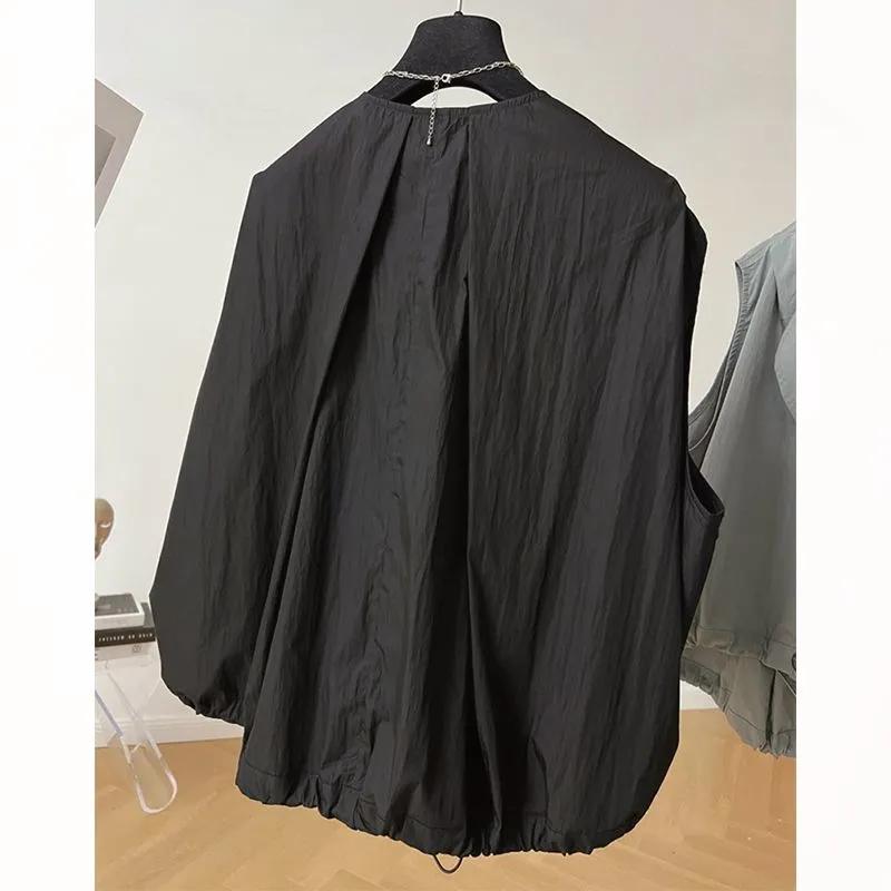 Женская летняя однотонная свободная повседневная куртка без рукавов с плиссированным тонким жилетом