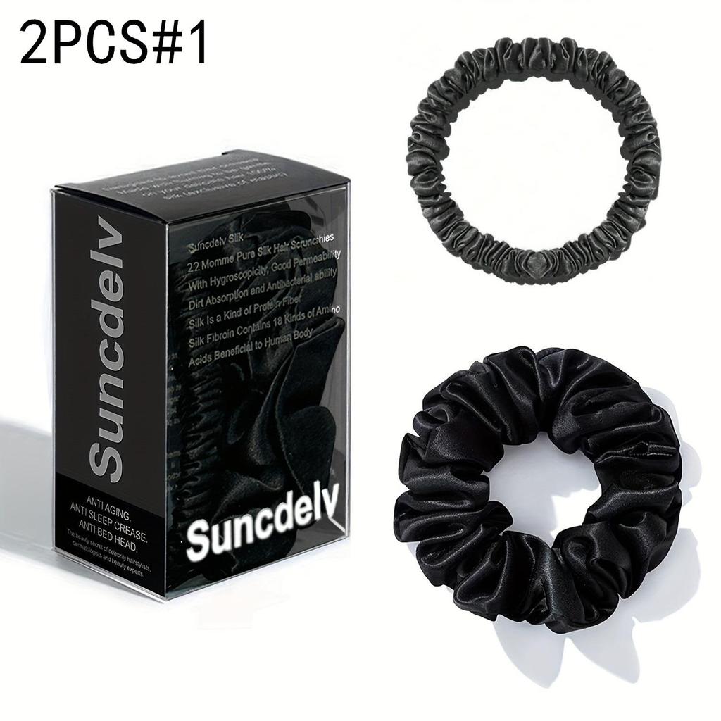 2 шт. 100% натуральный шелк однотонные резинки для волос высокого качества резинки для волос 22Momme женские большие повязки для волос аксессуары для волос маленькие+большие