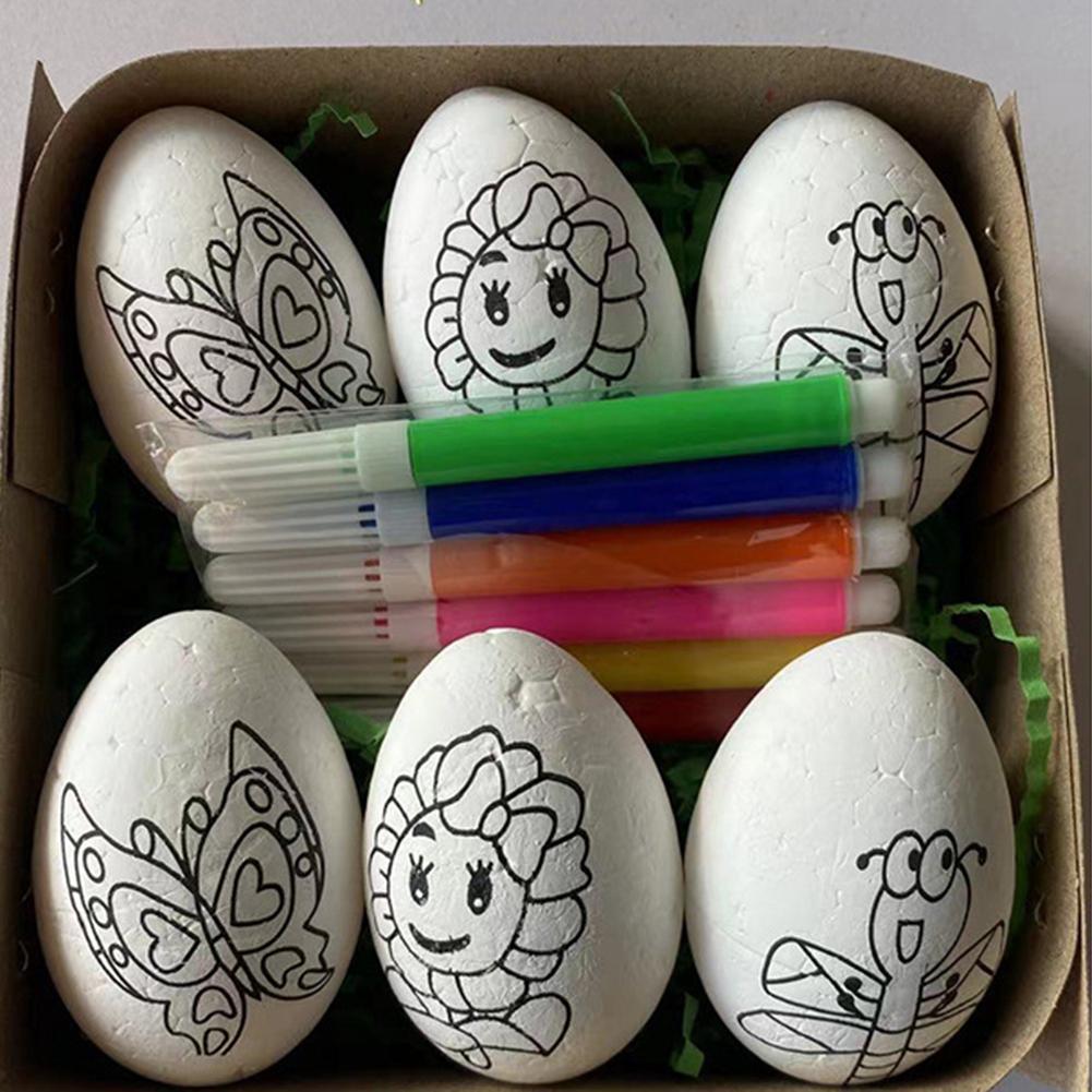 Сделай сам покраска пасхальных яиц с помощью ручки-краски, набор для рисования пасхальных яиц из пеноматериала для тематической вечеринки на Пасху