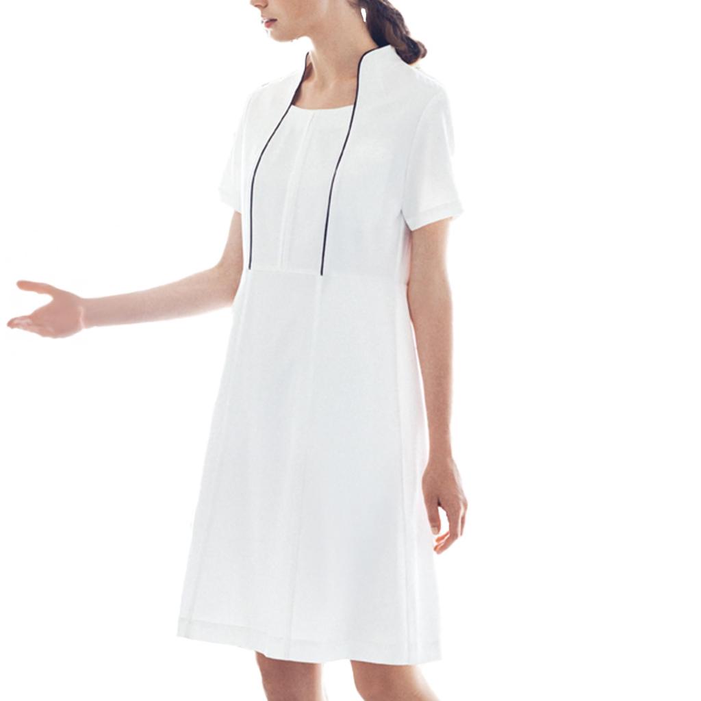 Sweat CL0181 13 [Charara] Women's Dress, Stand-Up Collar, Absorbent, Antistatic, Stretch, Medical, Esthetic, Beauty, Dental, Clinic, Uniform, C-1,