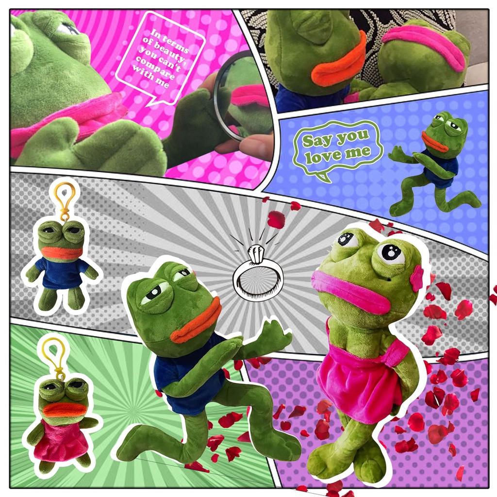 Adorable Pepe The Frog Sad Plush Keychain Pendant For Backpacks