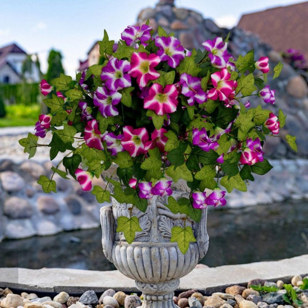 UV Resistant Morning Glory Flowers Silk Material Artificial Trumpet Flower Home Decor