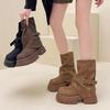 Simple and Versatile Thin Trousers Martin Boots Women's Autumn 2025 New Niche Design Thick-soled Heightening Short Boots