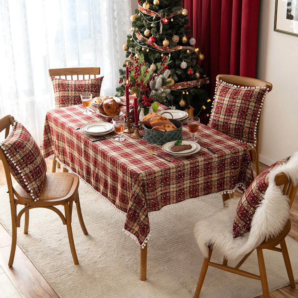 Softalker Christmas Checkered Tartan Rectangle Tablecloth -Red Buffalo Plaid Xmas Table Cloth, Stain Resistant Washable Table Cover for Dining/Parties