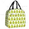 Cute Fruit Avocado Print Insulated Lunch Bag for Women Resuable Cooler Thermal Bento Box Kids School Children