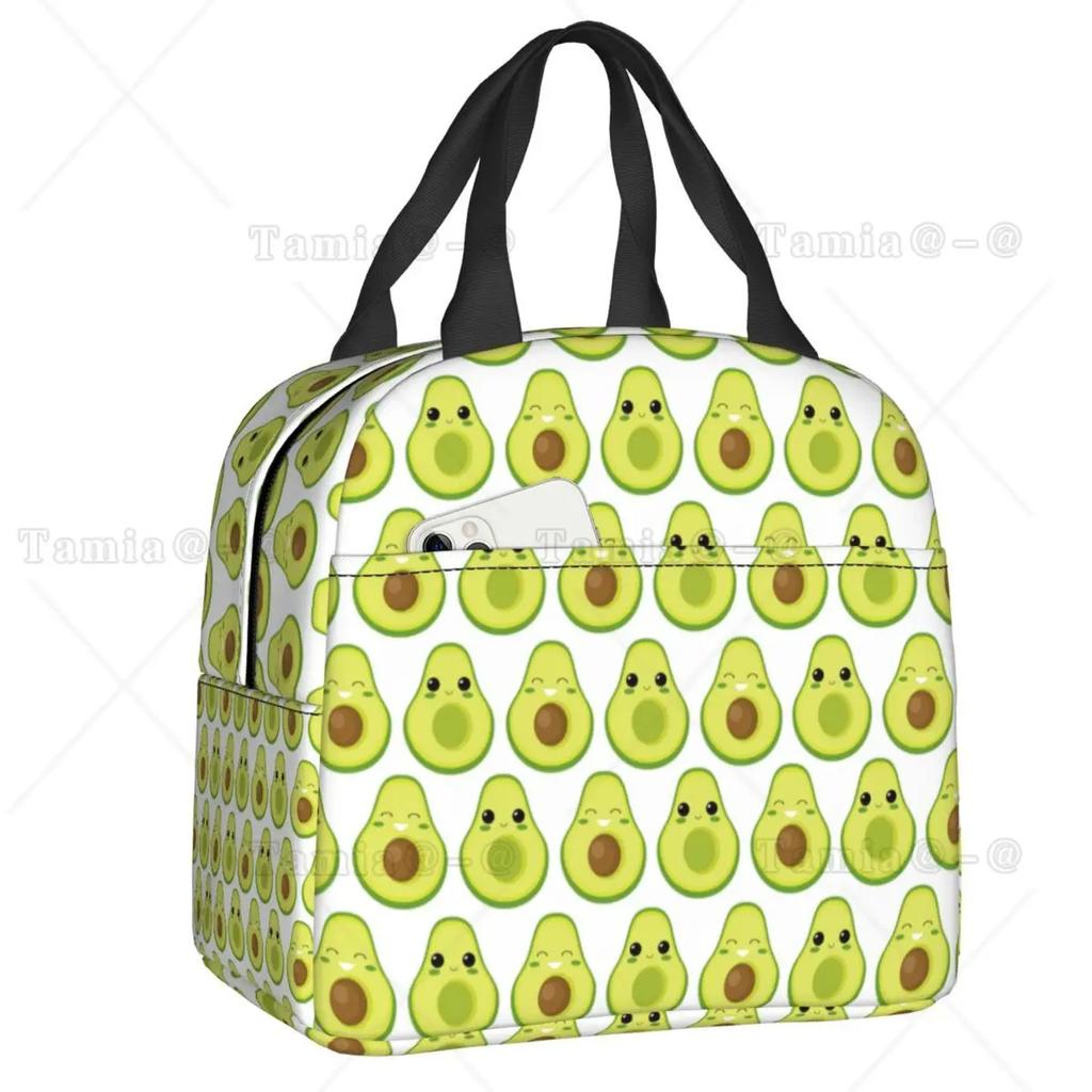 Cute Fruit Avocado Print Insulated Lunch Bag for Women Resuable Cooler Thermal Bento Box Kids School Children