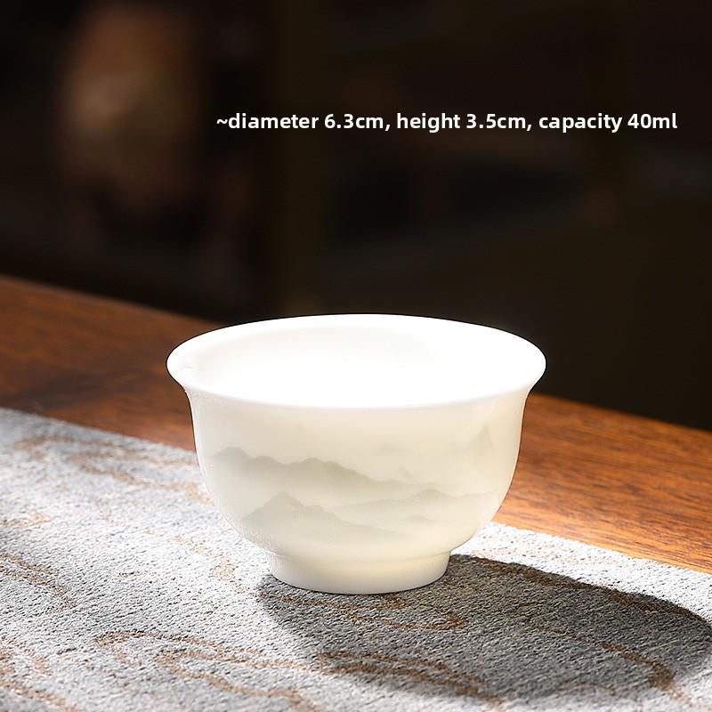 Suet Jade Porcelain Kung Fu Tea Master Cup Household White Porcelain Tea Small Gu Cup Ceramic Single Cup Tea Cup Tea Set