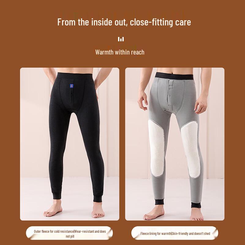 Мужские зимние термоштаны с кроличьим флисом, защита коленей и талии