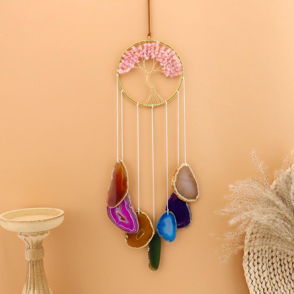 Агатовая пластина 'Древо Жизни' Кристальный Кулон - Ручная Работа T137