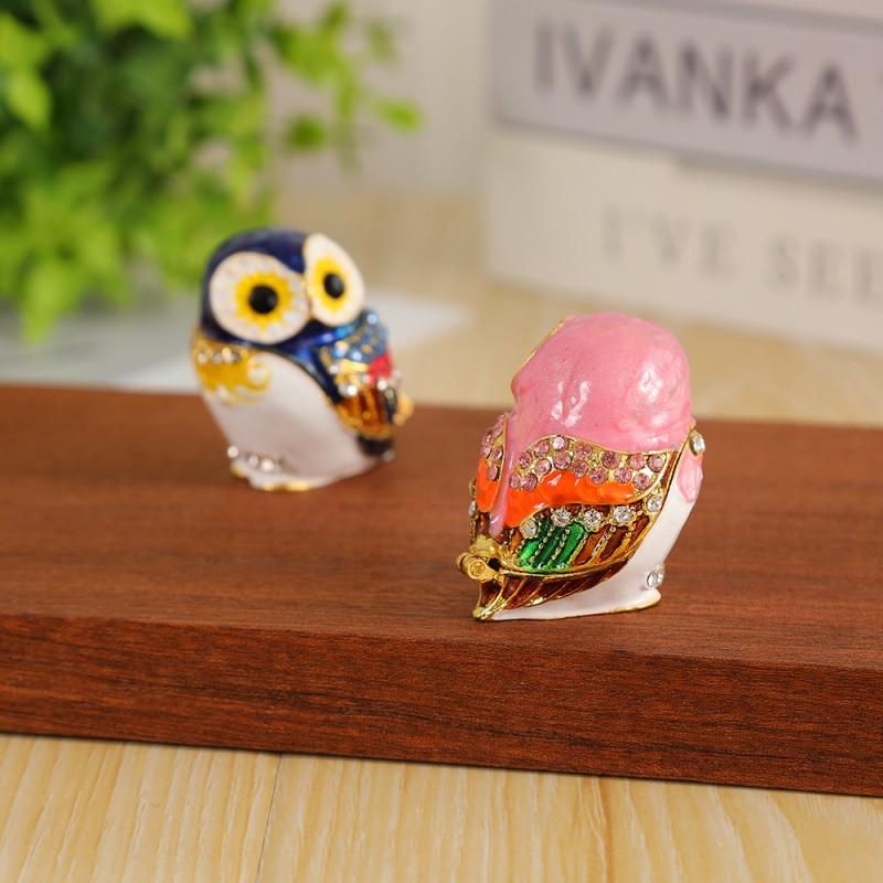 Zinc Alloy Owl Jewelry Box Small Desktop Organizer Earrings Bracelets Necklaces Nordic Style Gift