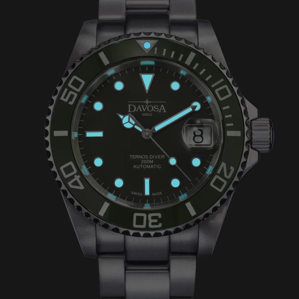 Davosa Ternos Ceramic Swiss Date 200M Водонепроницаемые часы, Сделано, Автоматические, Дисплей, Водонепроницаемость, Мужские, Серебристые, 161.555.70w