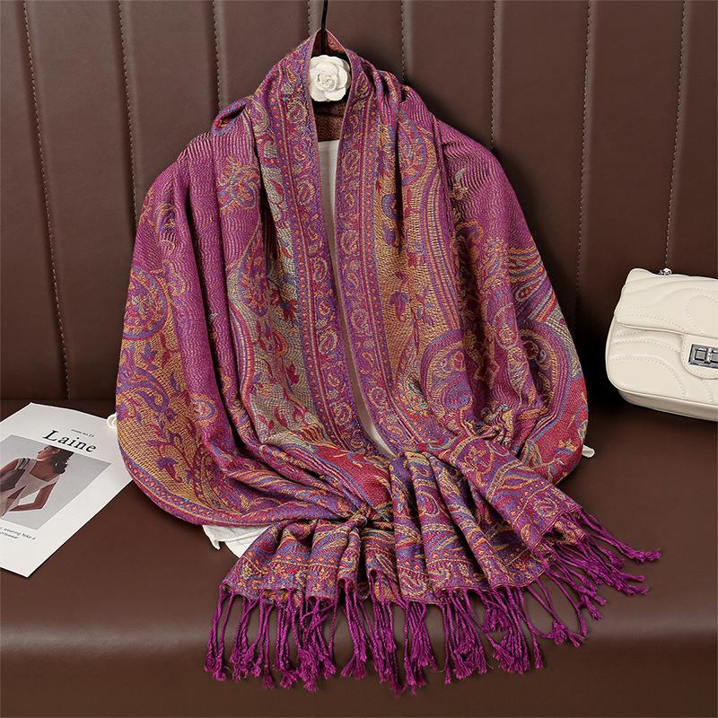 Пейсли Пашмина Шаль Шарф Женский Жаккардовый Кашемировый Принт Шарфы Цветы Бордюры Женский Кисточки Одеяло Накидки Этнические Шали