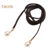Pearl Waist Chain Elegant Vintage Imitation Leather Slim Belt with Knot for Women for Party Dresses Pants