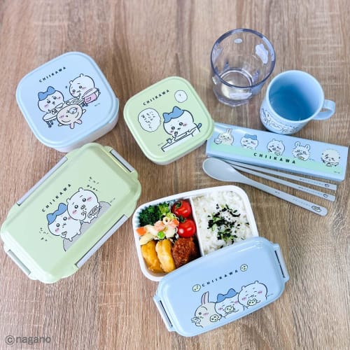 OSK PL-1R Bento Box, 500ml, Chiikawa Blue, Dishwasher Safe, Storage Container with Dividers, Microwave Safe, Made In Japan