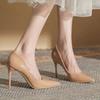 Nude High Heels Women's Spring Summer New French Light Mouth Versatile Black Professional Pointed Stiletto High Heels
