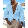 Новый стиль Весна и Лето Мужская рубашка с капюшоном Дюймовая рубашка Однотонная Хлопок Лен Мужской Повседневный Топ с длинным рукавом