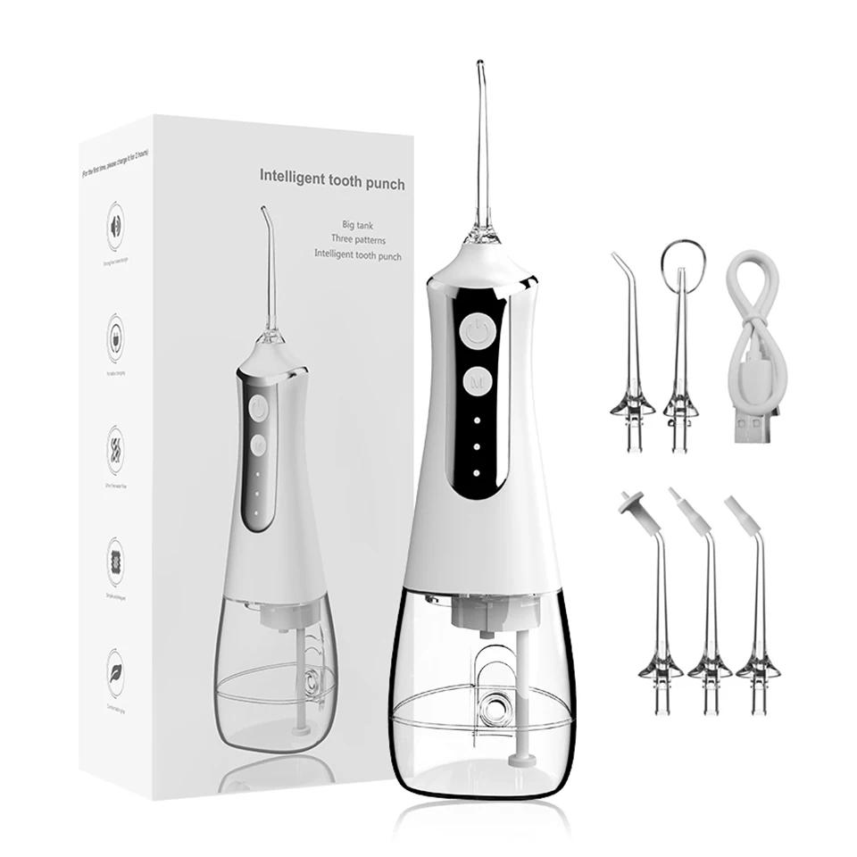 Портативный ирригатор для полости рта, USB перезаряжаемая ирригационная ирригатор, стоматологическая струя воды, резервуар для воды 330 мл, водостойкий очиститель зубов, 5 насадок