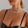Jewelry Bow Pearl Necklace Female Design Clavicle Chain Silver Leather Rope Necklace