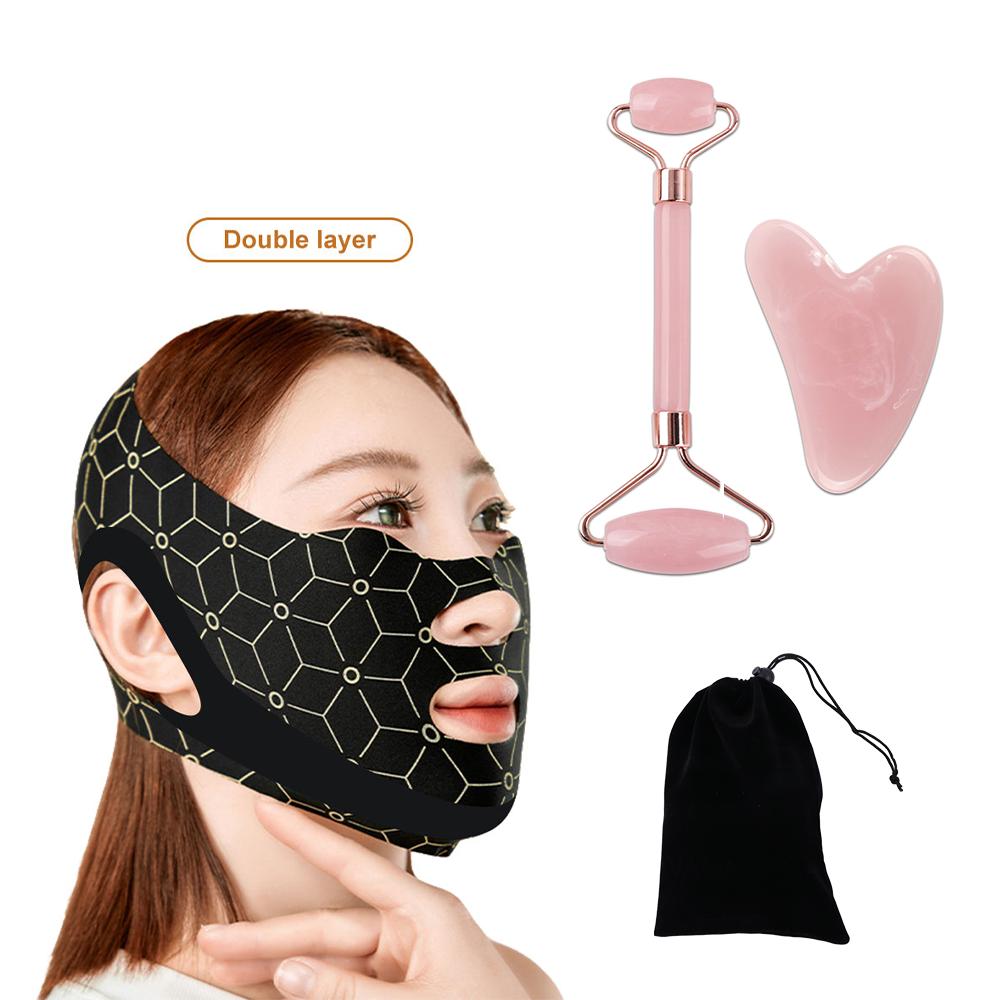 Face Sculpting V-Shape Face Lift Band Face Scraper Roller Set Reusable Double Chin Reducer Lifting Anti Wrinkle Strap Band