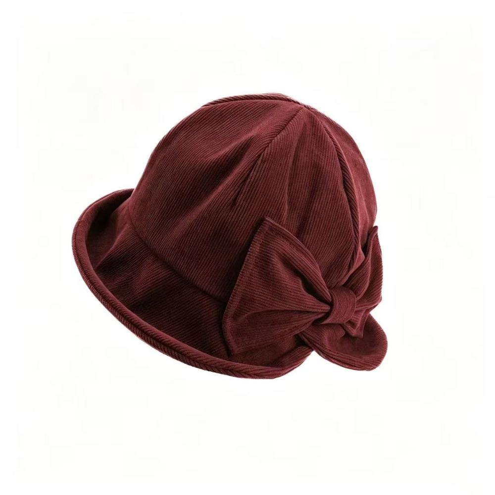 Warm Construction Vintage Bucket Hat Cold Resistant Bow Bucket Hat Women's Bucket Hat  Outdoor Wear