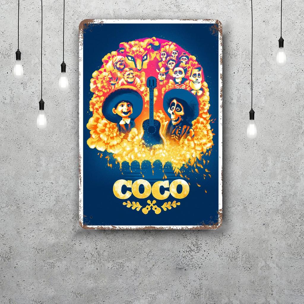 MINISO Coco Classic Poster Rusty Metal Plaque Retro Decorative Plate Bar Man Cave Garage Club Metal Sign Wall Decoration