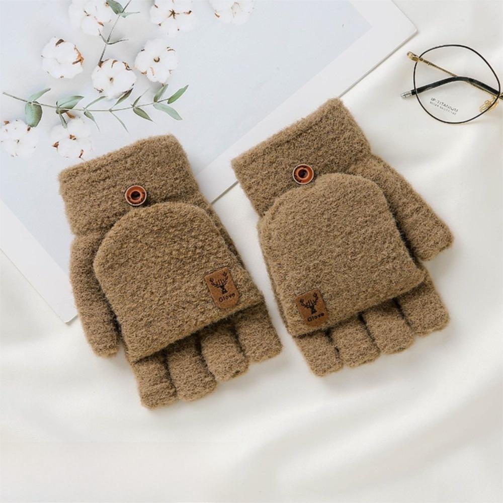 Warm Winter Knitted Gloves Thickened Writing Mittens Fashion Half Finger Mittens for Men