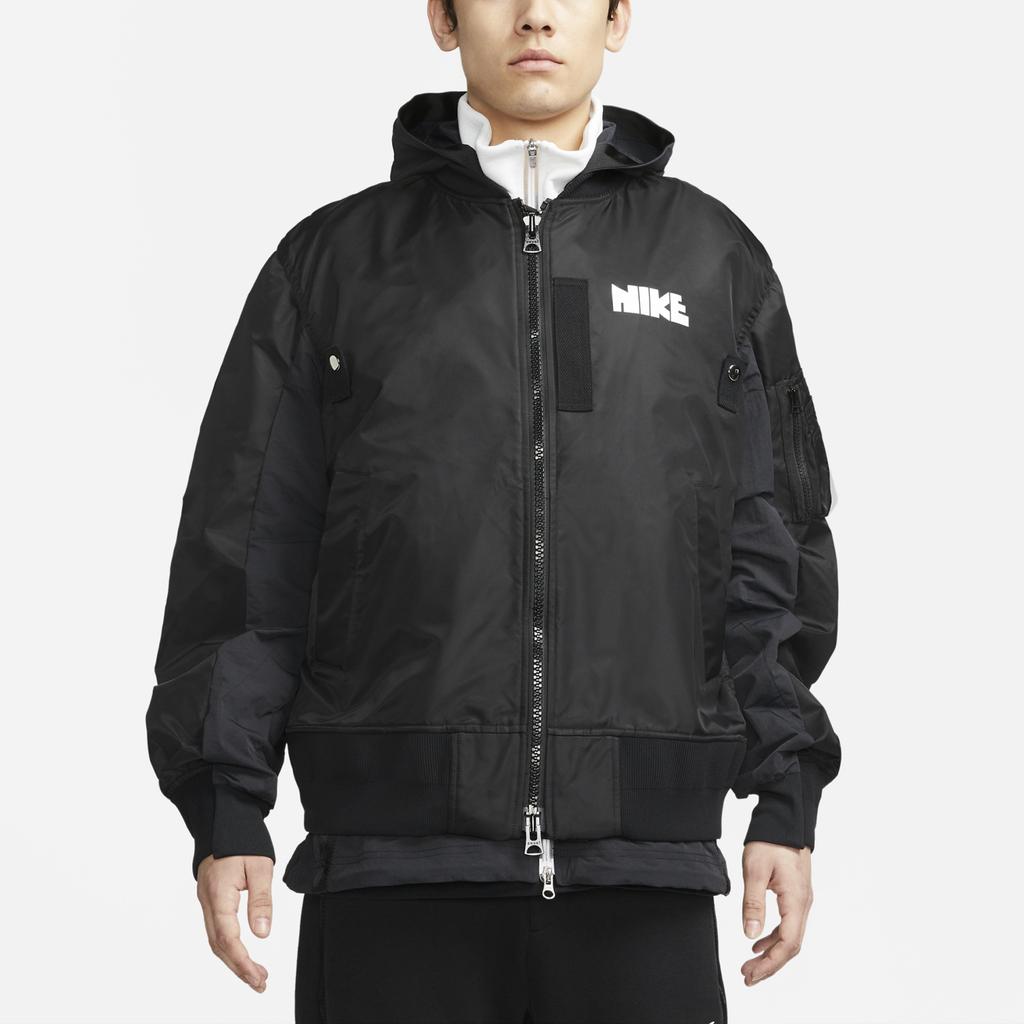 Nike X sacai Двухслойная контрастная куртка с капюшоном Азиатский размер 'Черный' Мужская CZ4697-010