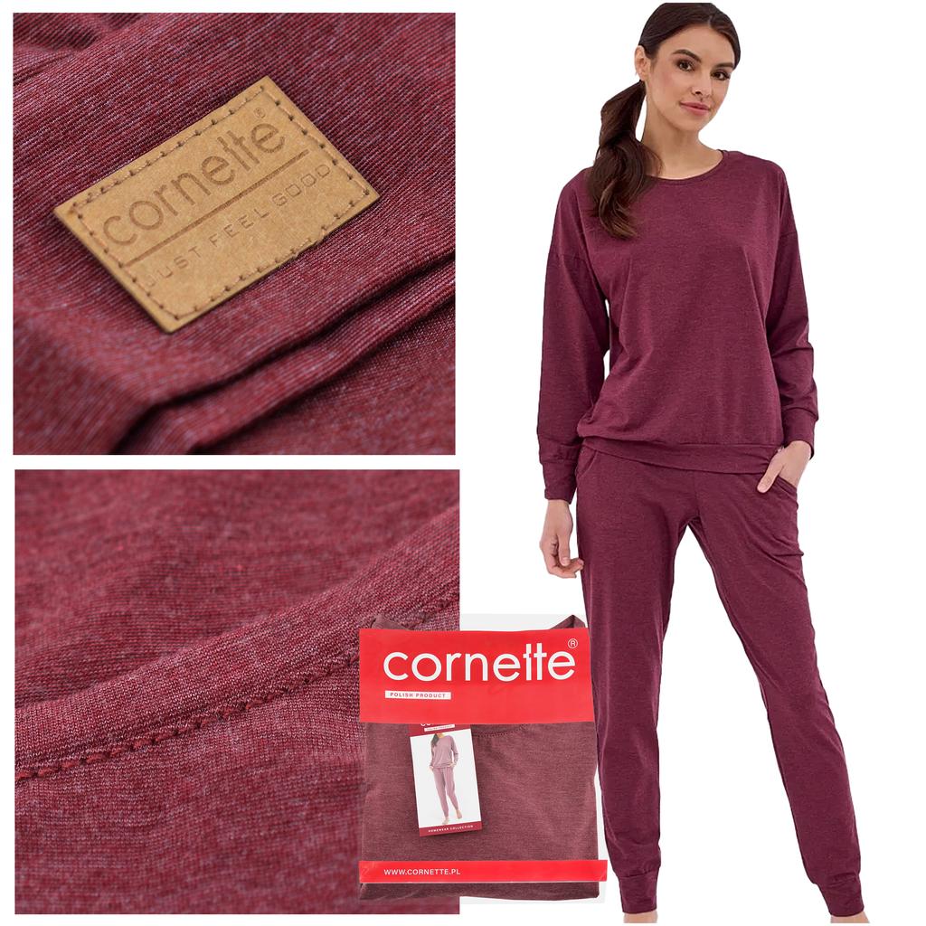 Cornette Women's Tracksuit Set Long Sleeve Modal Cotton Burgundy