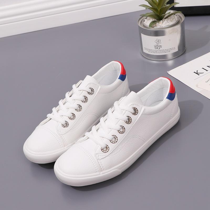 2025 Spring Autumn Womens Soft Leather Sneakers Non-Slip Breathable Lace-Up Casual Shoes Comfortable Walking Shoes for Teen