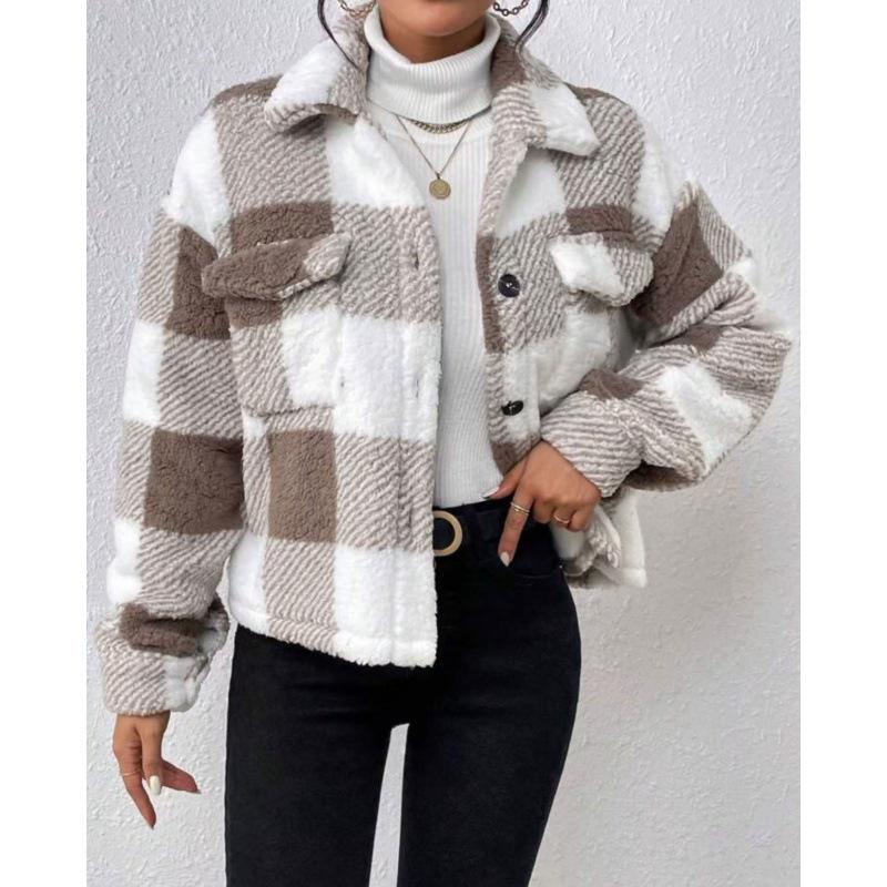European & American Double-sided Plush Pocket Cardigan - Women's Casual Coat
