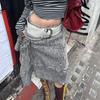 Женская осенняя вязаная юбка с асимметричным подолом - Европейский и американский уличный стиль с плиссировкой и кружевными деталями