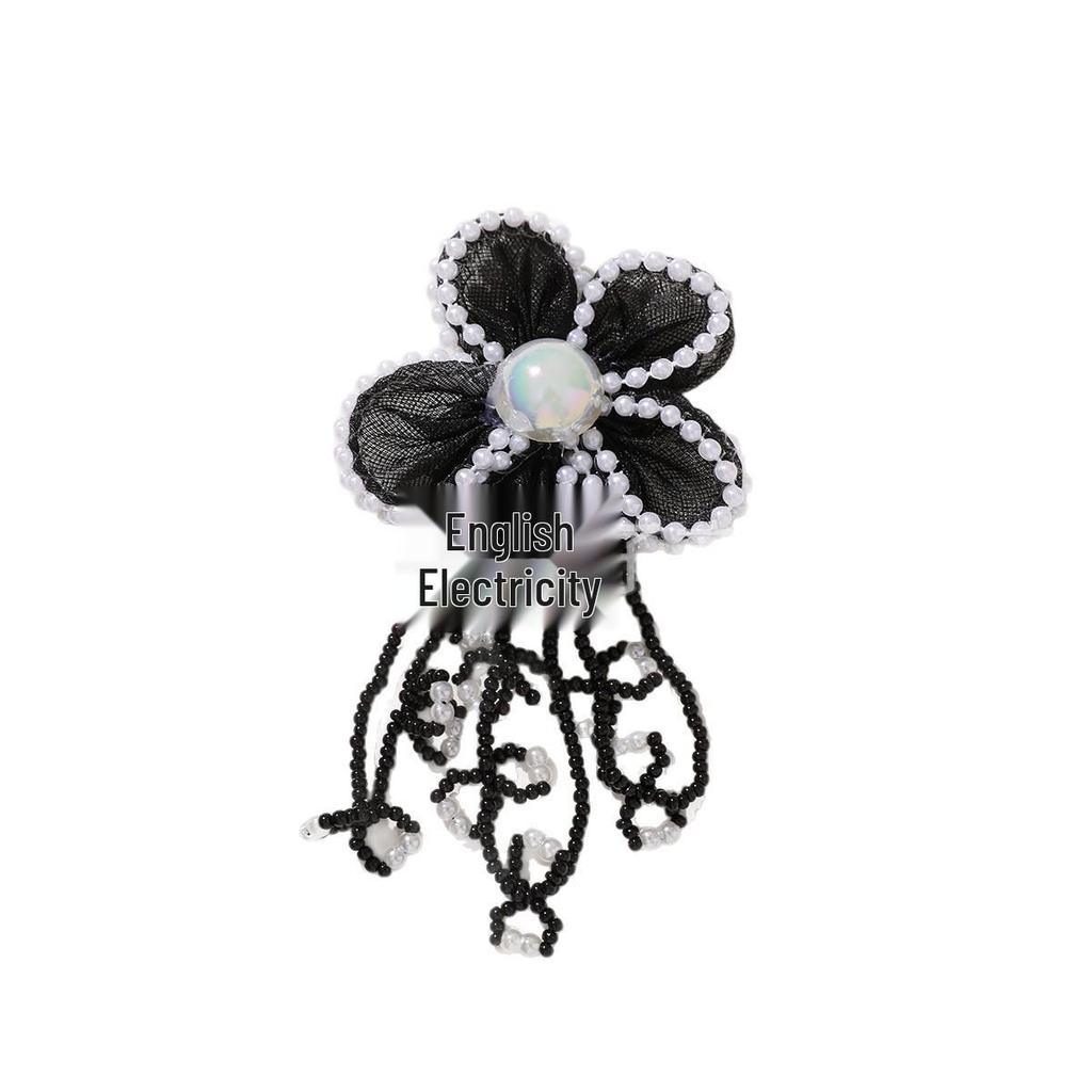 Korean Tassel Seed Bead Pearl Flower Earrings, Hair Clips, and Brooch Accessories
