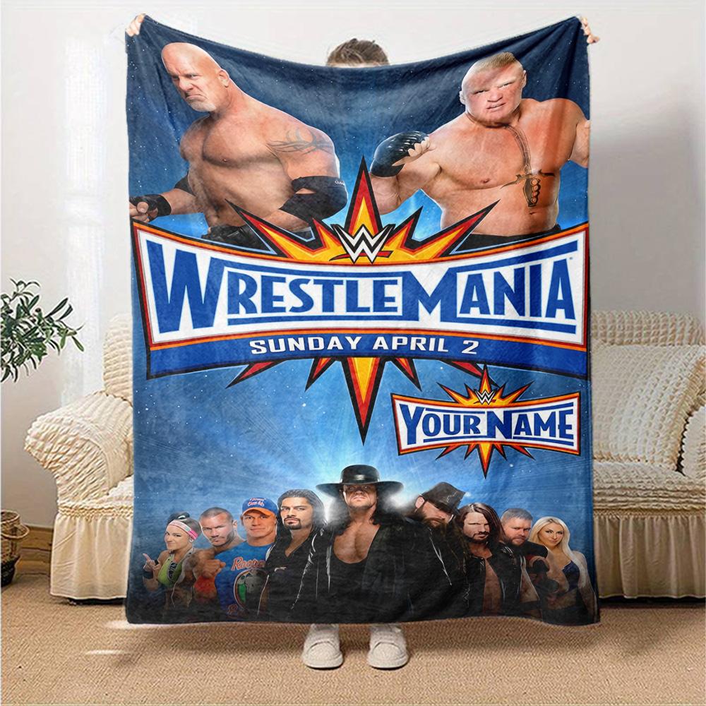 Wrestlemania Personalized Name Blanket Lightweight Personalized Blanket Warmthful Decor Suitable for Picnics Livingroom Nap Home Decor