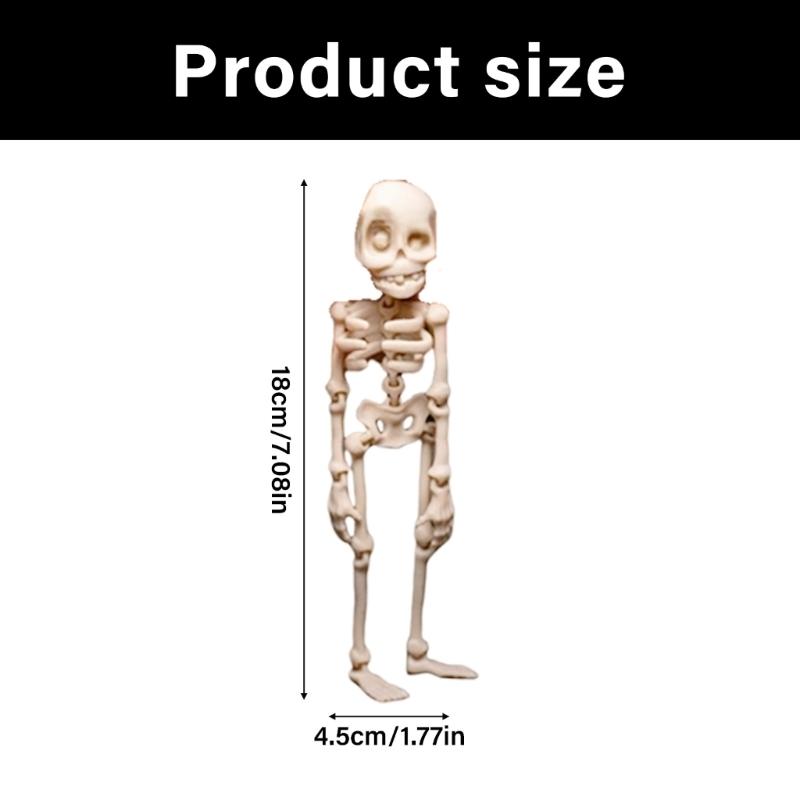Подвижная магнитная фигурка скелета для холодильника, машины, офиса, гибкие суставы, детализированный аксессуар для украшения на Хэллоуин