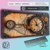 HYBXAXC Vintage Steampunk Compass Design MousePad Nonslip Locking Edge PC Laptop Accessories Rubber Keyboard Game  DeskMat