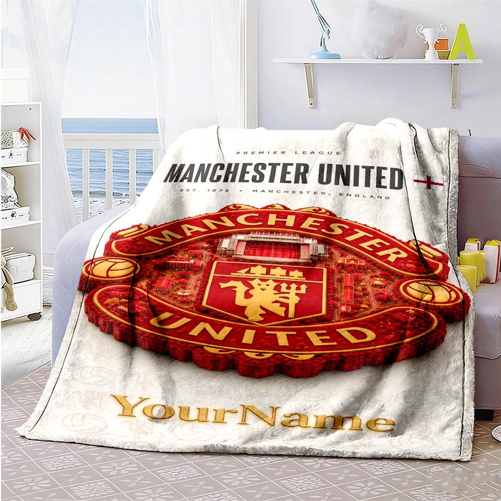 Manchester Customize Text Blanket Multi-purpose Personalized Blanket Ultra-Soft Suitable for Sofa Chair Home Decor Seaside for All Occasions