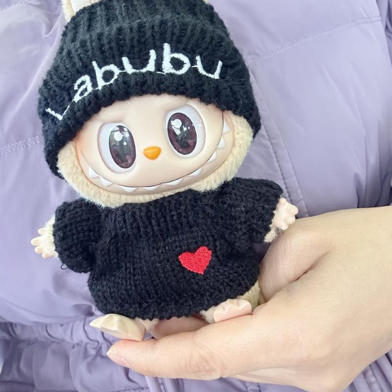 Для кук LABUBU v1v2 ростом 15-17 см одежда наряд полосатая серия свитер осенняя и зимняя одежда зимний полосатый свитер набор шапок для медведя шапка тренд