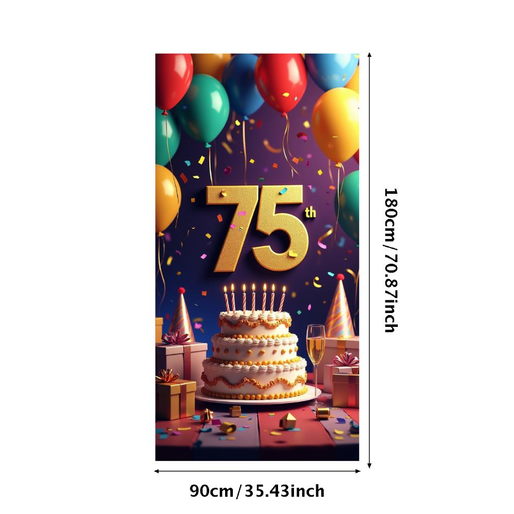 Happy Birthday 75th Banner Red Balloon Birthday Party Decoration Photography Background Props Birthday Cake Backdrop Supplies
