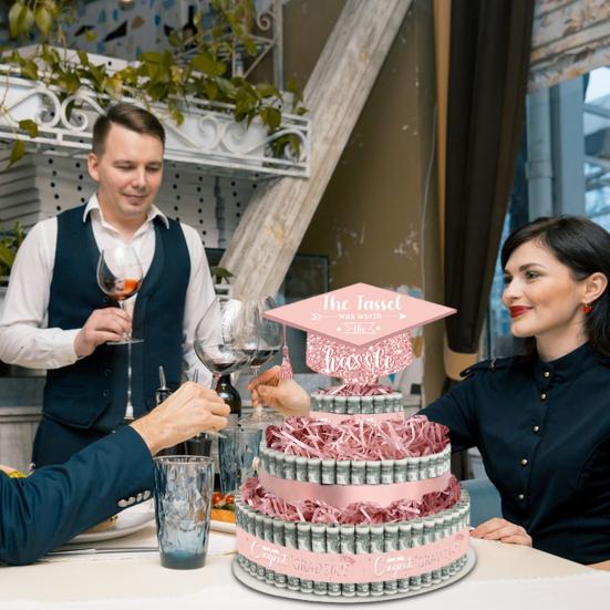 2025 Graduation Gifts 3 Tier Cake Filled with Cash Money Class of 2025 Graduation Decoration for Boys Girls High School College Grad Party Supplies