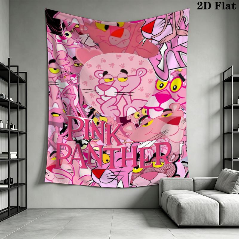 The Pink Panther Wall Tapestry Aesthetic Wall Hanging Printed Fabric Blanket Decorative Tapestries for Bedroom Living Room Home Decor