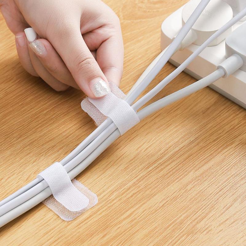 10pcs Reusable Cable Ties Fasten Wire Organizer Cord Rope Holder Self Adhesive Adjustable Cord Organizer Straps Desk Management