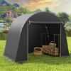 8 x 4 ft Garden Storage Tent, Waterproof Bike Tent with Roll-up Zipper Door and Galvanised Metal Frame, Dark Grey